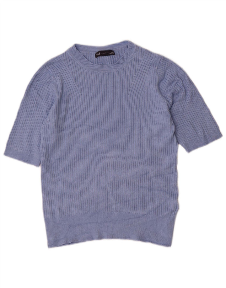 Marks & Spencer Damski sweter z dekoltem w łódkę, UK 12, średni niebieski
