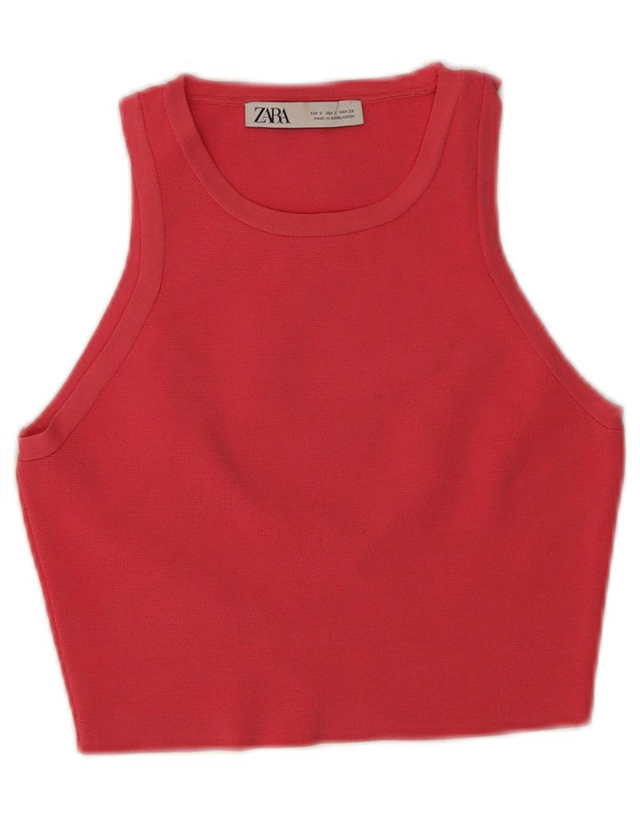 Damski krótki top Zara UK 8, mały, różowy