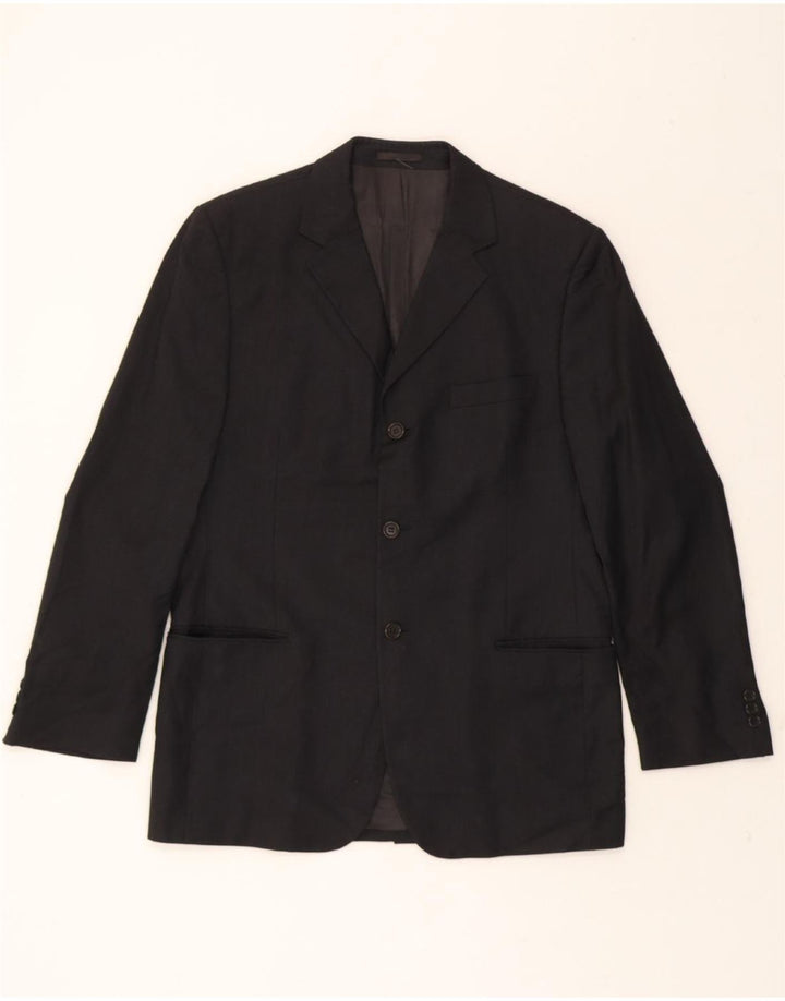 MASSIMO DUTTI Mens 3 Button Blazer Jacket EU 52 Large Black Wool Vintage Massimo Dutti and Second-Hand Massimo Dutti from Messina Hembry 