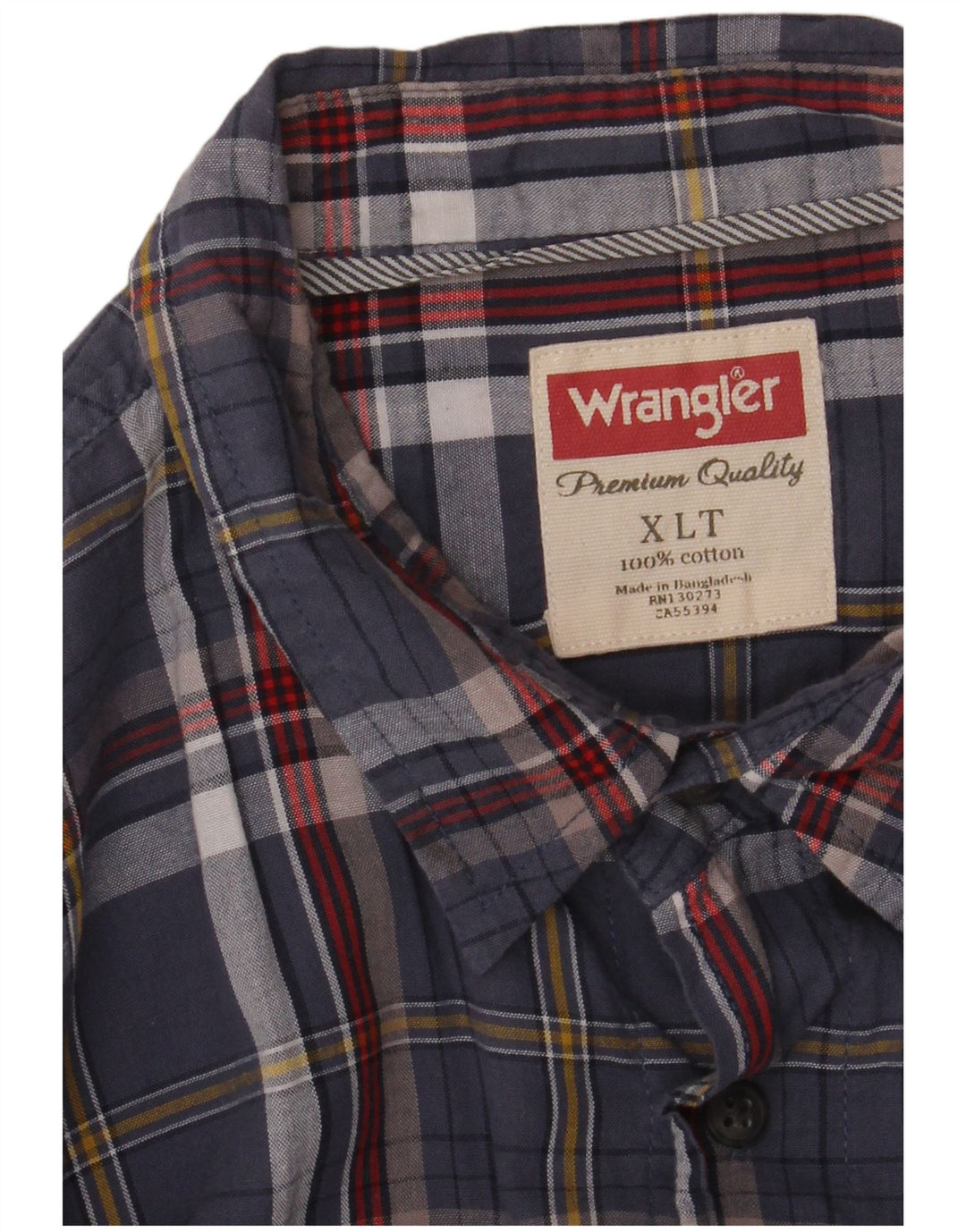 Wrangler Męska wysoka koszula XL, bawełniana, granatowa w kratkę