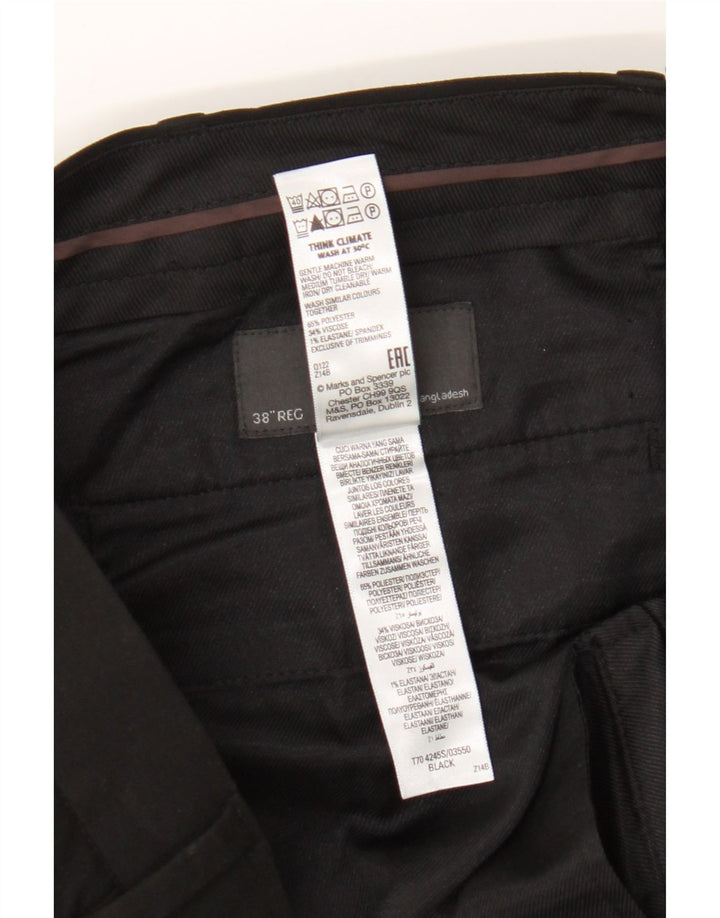 Męskie spodnie typu slim chino Marks & Spencer W38 L31, czarny poliester