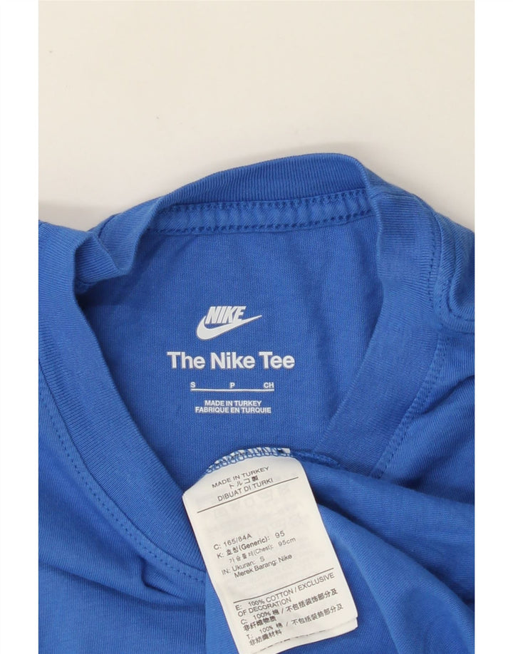 Męski T-shirt z grafiką NIKE, mały, niebieski, bawełniany