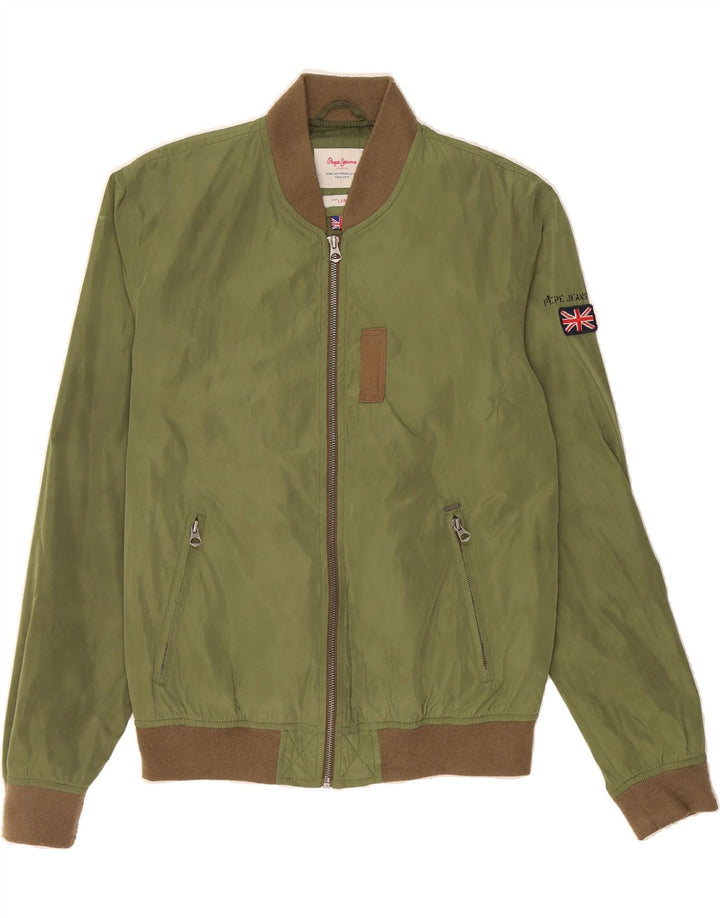 PEPE JEANS Womens Bomber Jacket UK 16 Large Khaki Polyester Vintage PEPE Jeans and Second-Hand PEPE Jeans from Messina Hembry 