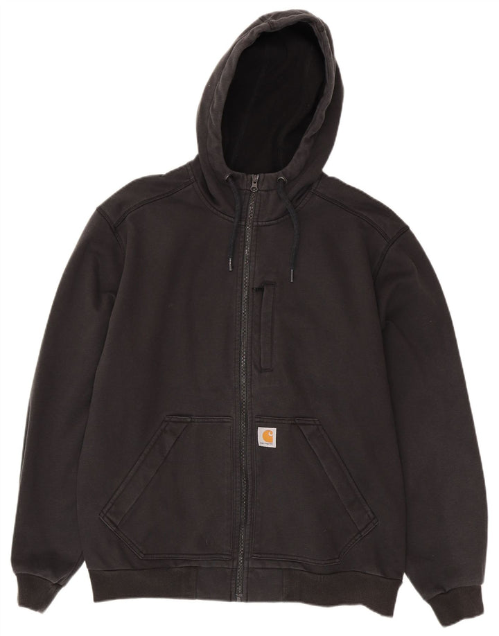 Męski sweter Carhartt o luźnym kroju i zapinanym na zamek, duży, czarny poliester