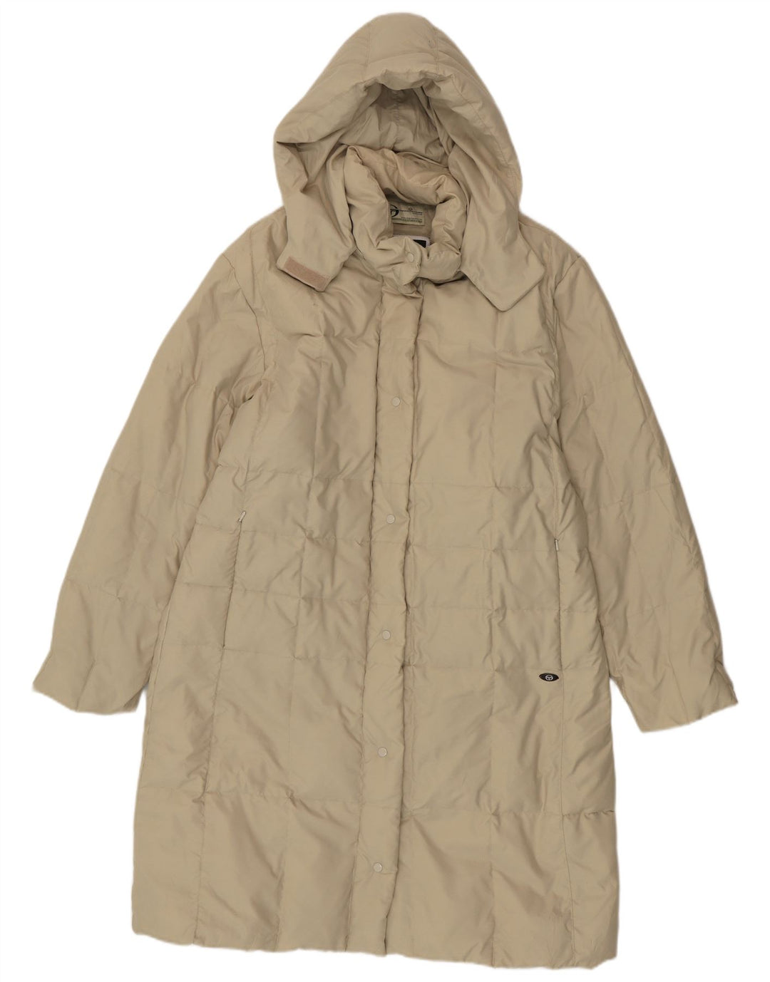 SERGIO TACCHINI Damski, oversize'owy, ocieplany płaszcz z kapturem UK 48 XL, beżowy