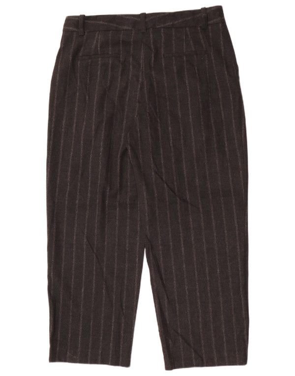 Damskie spodnie garniturowe Zara Crop, zwężane, duże W30 L26, szare w prążki