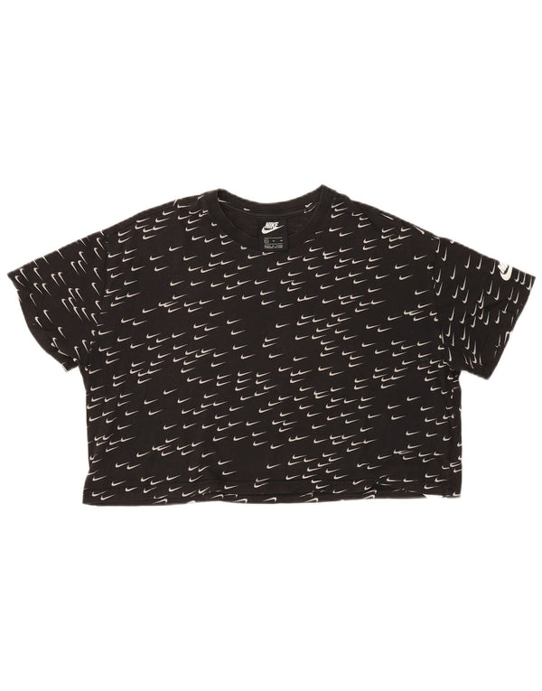 Damska koszulka Nike Crop Graphic Top UK 18 XL, czarna bawełna