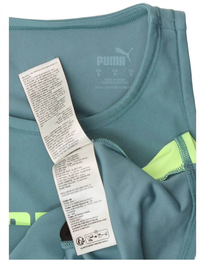 Damska kamizelka Puma Crop Graphic Top UK 10 Mały niebieski poliester z blokami kolorów