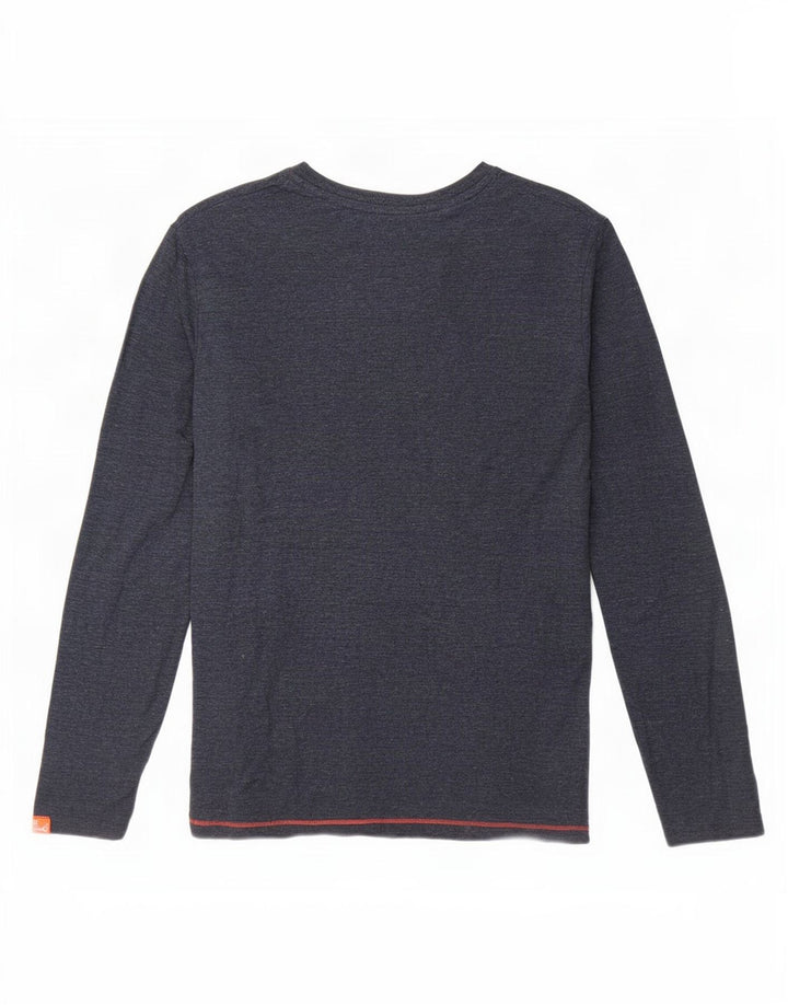 Męski top Superdry z długim rękawem, mały, granatowy, bawełniany w cętki