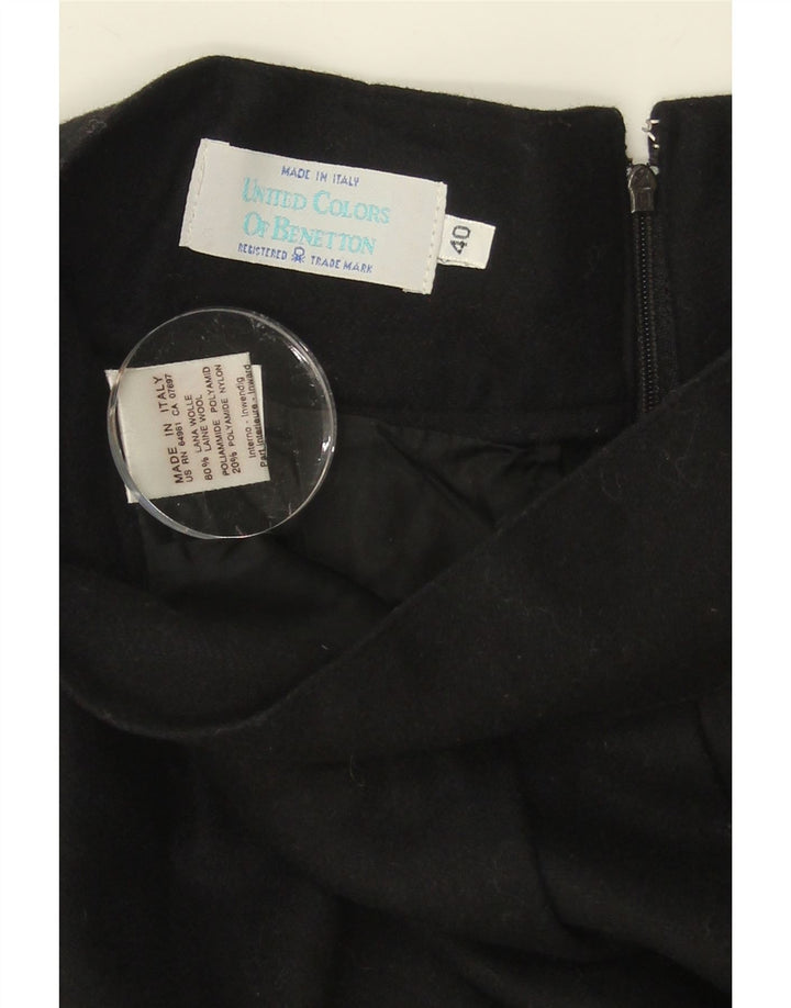 BENETTON Womens Pencil Skirt IT 40 Small W26 Black Wool Vintage Benetton and Second-Hand Benetton from Messina Hembry 