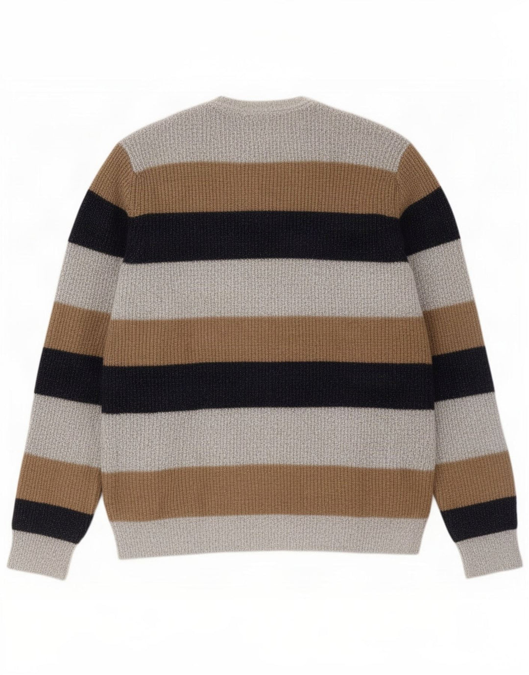 Marks & Spencer Męski sweter z okrągłym dekoltem, duży, szary, z blokami kolorów