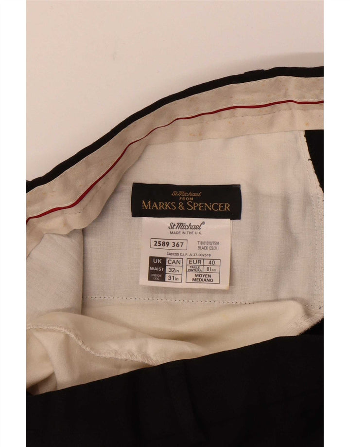 Marks & Spencer Męskie spodnie garniturowe St. Michael W32 L28 Czarna wełna