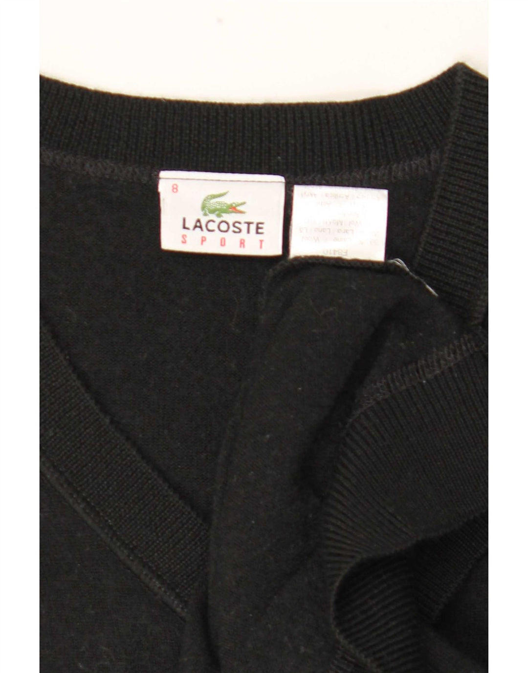 Męski sweter Lacoste z dekoltem w kształcie litery V, rozmiar 8 3XL, czarna wełna