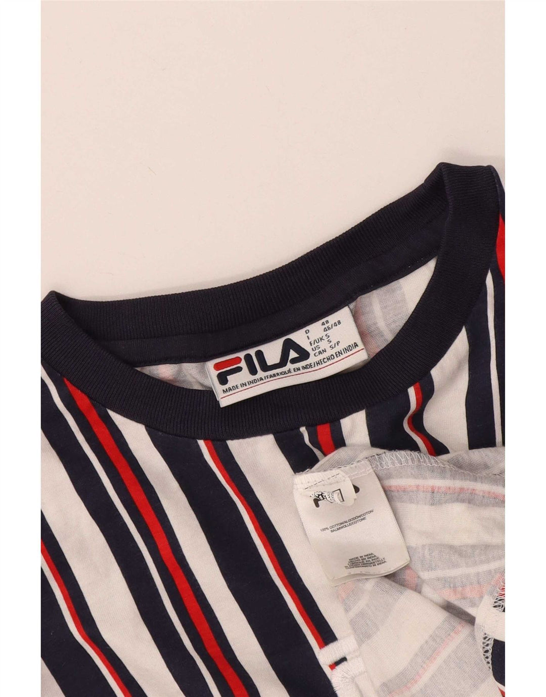 Męski T-shirt Fila z grafiką, mały, wielobarwny, bawełniany w paski