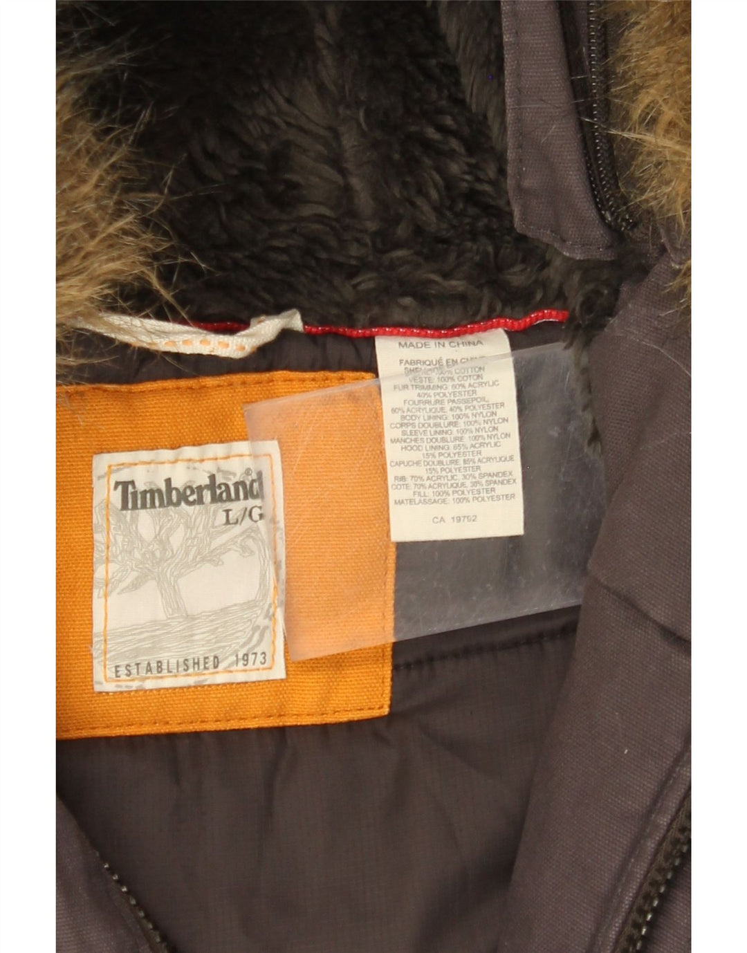Męska kurtka parka z kapturem TIMBERLAND UK 40, duża, szara, bawełniana