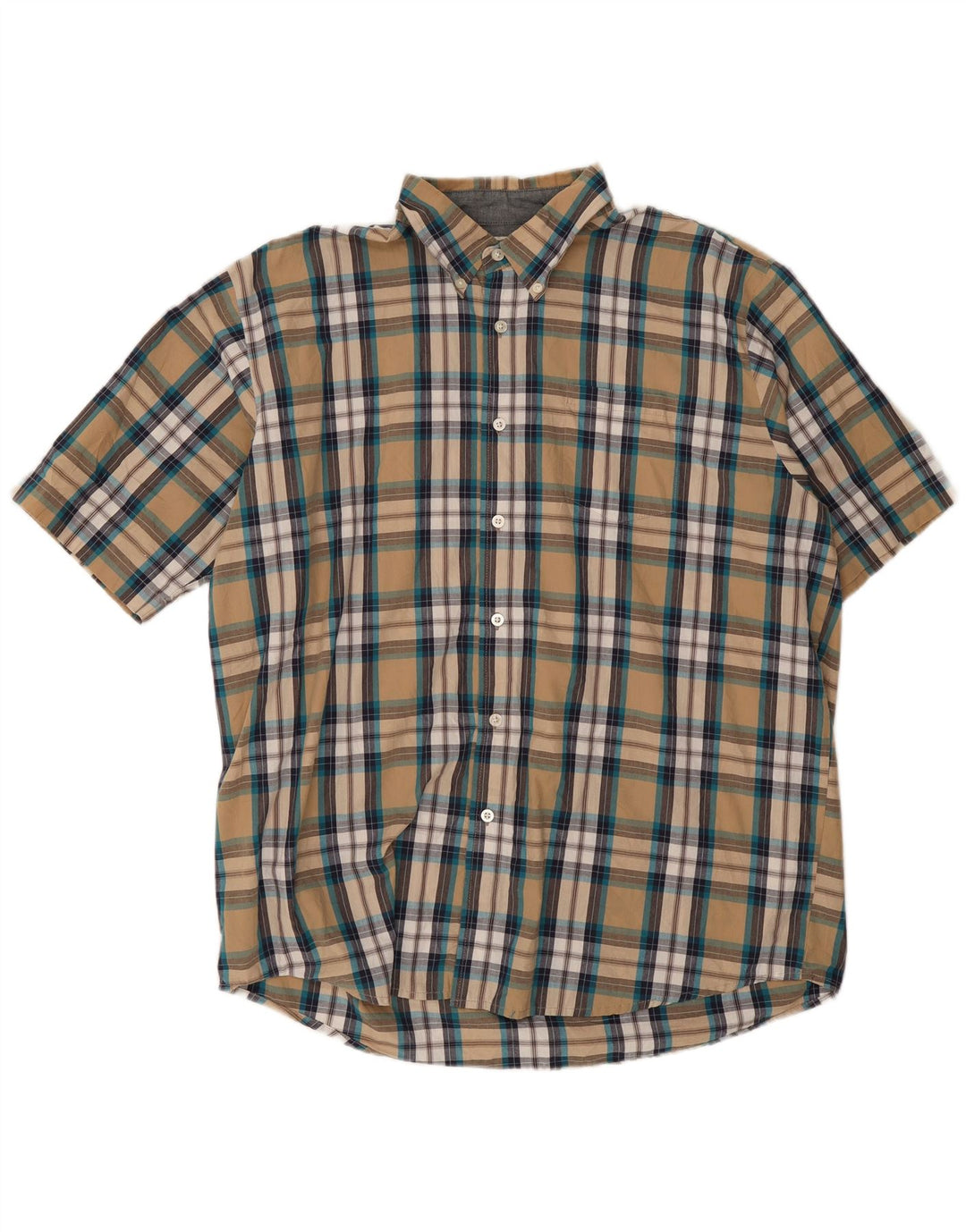 Koszula męska z krótkim rękawem Wrangler XL, bawełniana w beżową kratkę