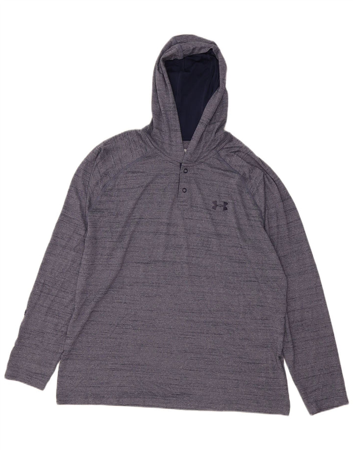 Męska koszulka z długim rękawem i kapturem UNDER ARMOUR Heat Gear, duża, granatowa, nakrapiana