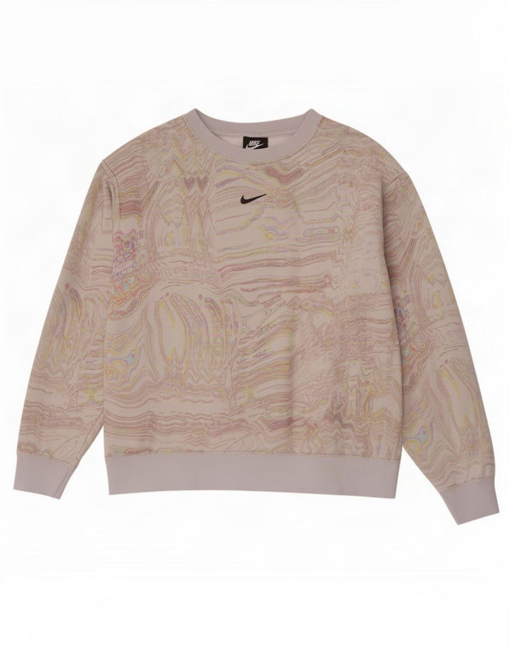 Damska bluza dresowa Nike z abstrakcyjnym wzorem, UK 16, duża w kolorze złamanej bieli