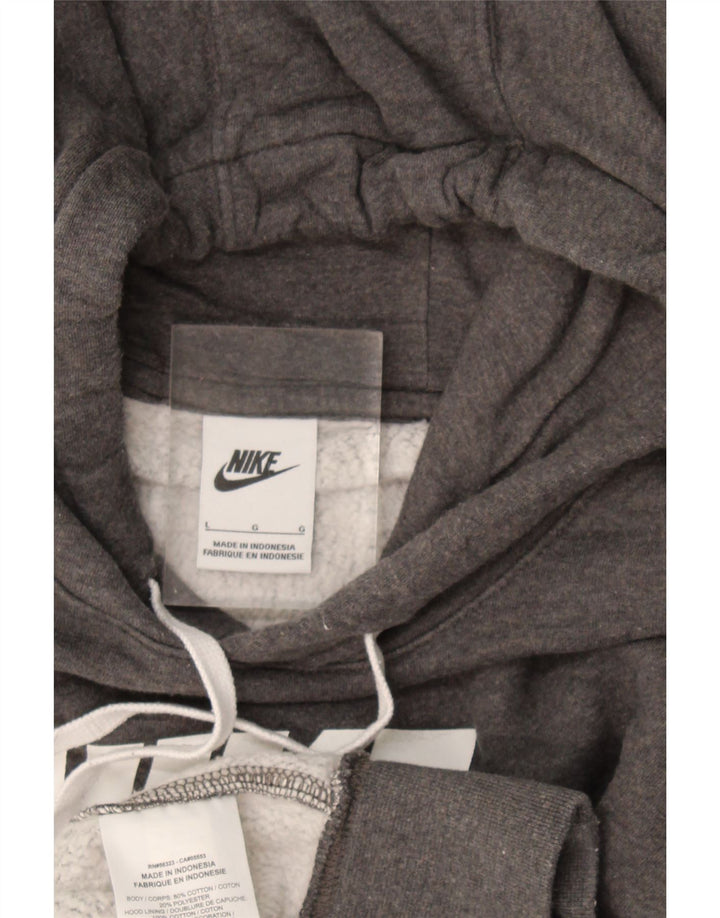 Męski sweter z kapturem Nike z grafiką, duży, szary, bawełniany