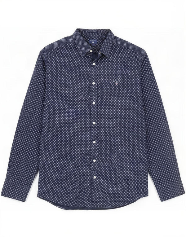 Męska koszula o regularnym kroju Gant, rozmiar 43 44 17 1/2 XL, granatowa, bawełniana w kropki