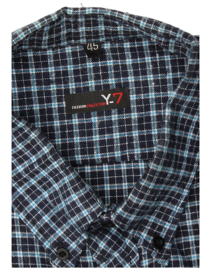 Męska koszula flanelowa w stylu vintage, rozmiar 45 XL, niebieska kratka
