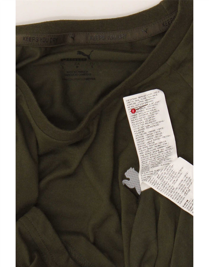 Męski T-shirt Puma Top, mały, khaki, poliester z blokami kolorów