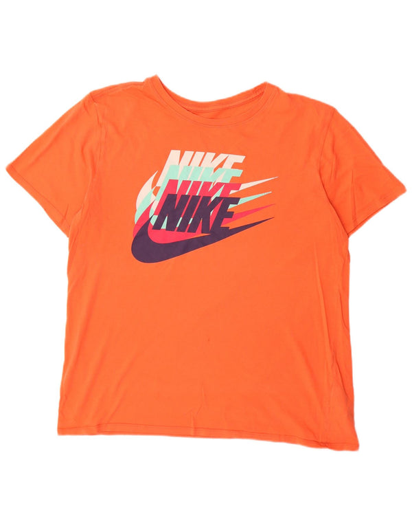 Męski T-shirt Nike z grafiką, duży, pomarańczowy, bawełniany