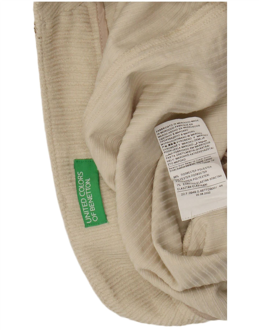 Damskie sztruksowe spodenki Benetton UK 12 Medium W28 Beżowy poliester