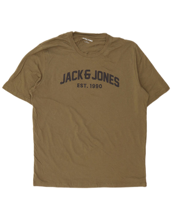 Męska koszulka z grafiką JACK & JONES, 2XL, zielona bawełna