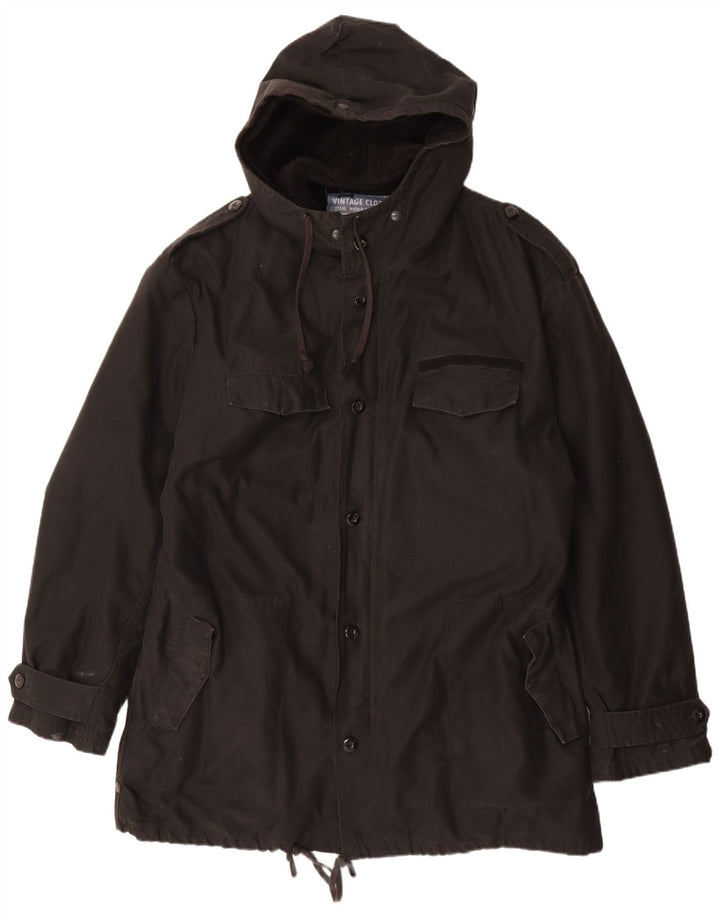 BRANDIT Męska kurtka parka z kapturem UK 46 3XL Czarny poliester