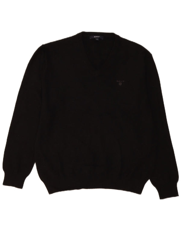 Sweter damski Gant z dekoltem w kształcie litery V, UK 18 XL, czarna wełna
