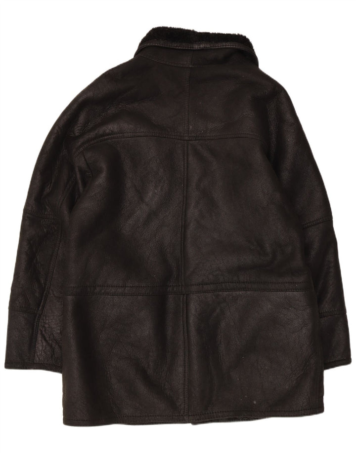 Vintage męska kurtka shearling IT 50 duża czarna skóra