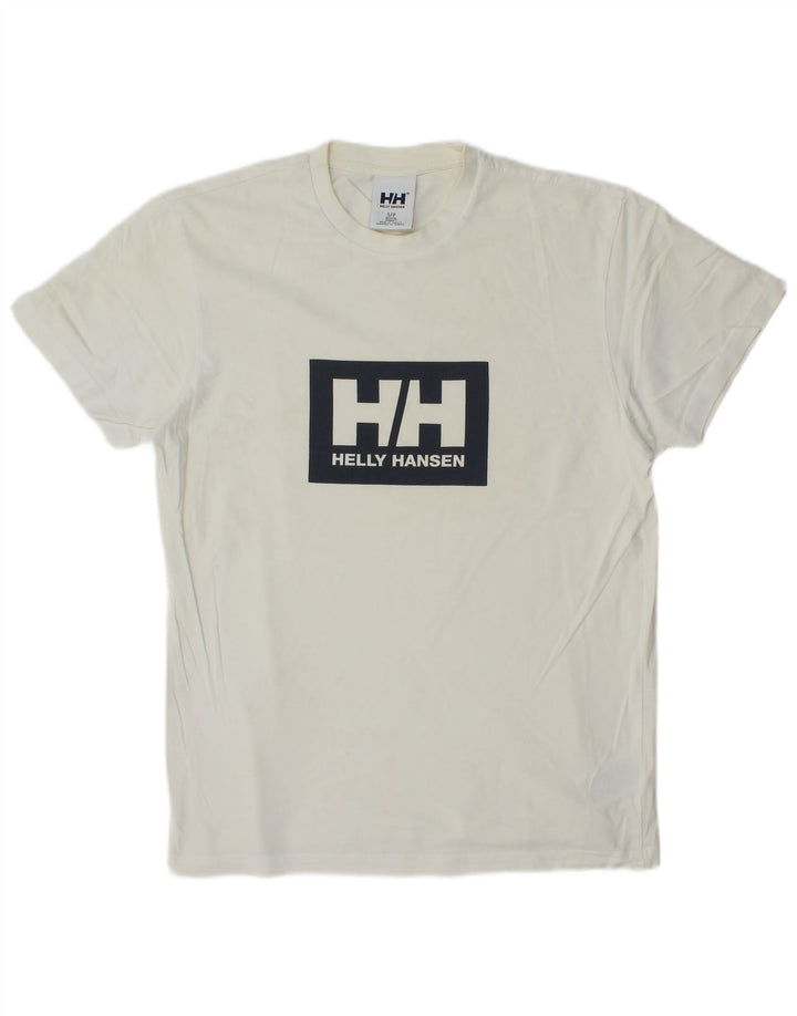 Męska koszulka z grafiką Helly Hansen, mała, biała, bawełniana