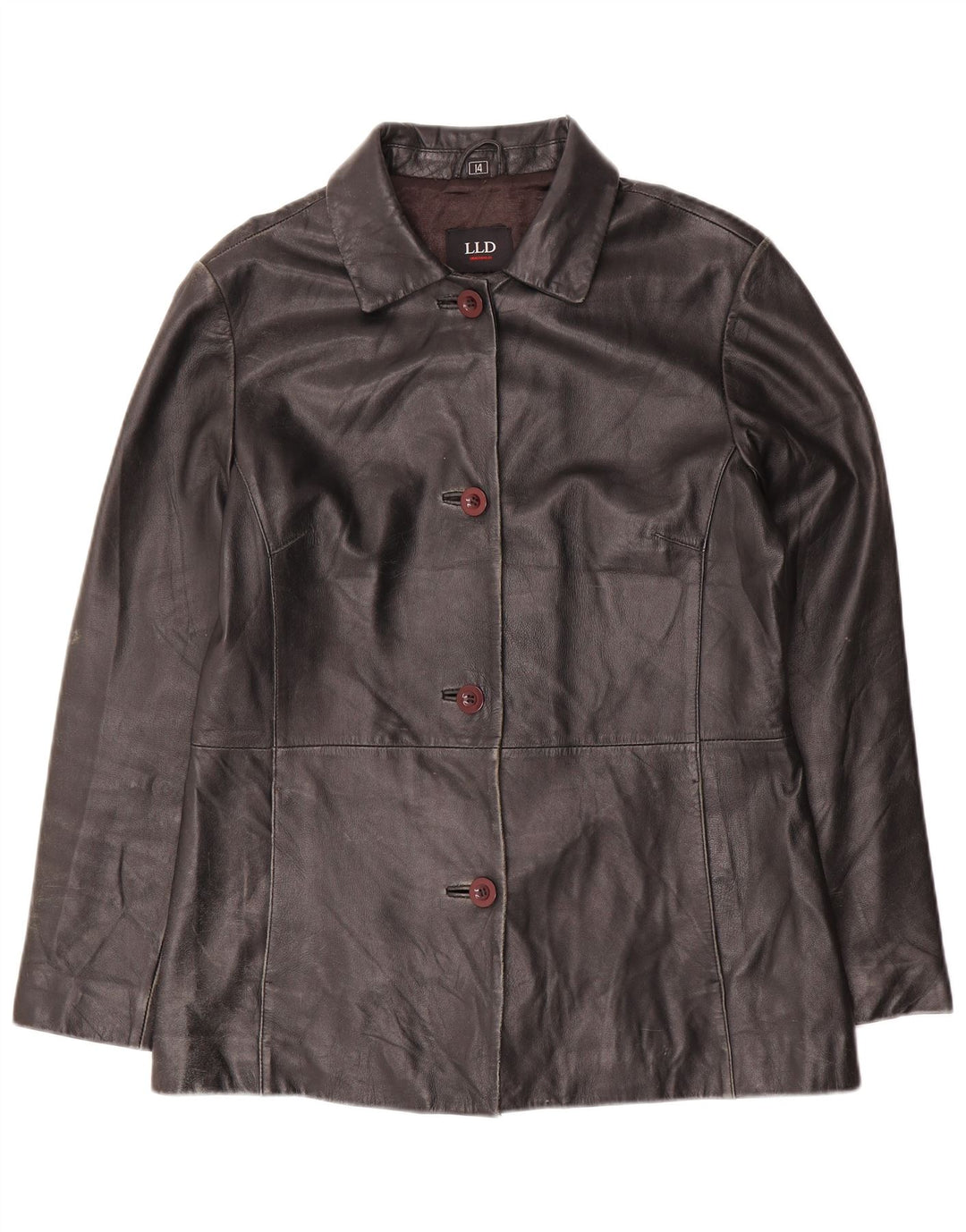 LLD Damska kurtka skórzana UK 14, duża czarna skóra