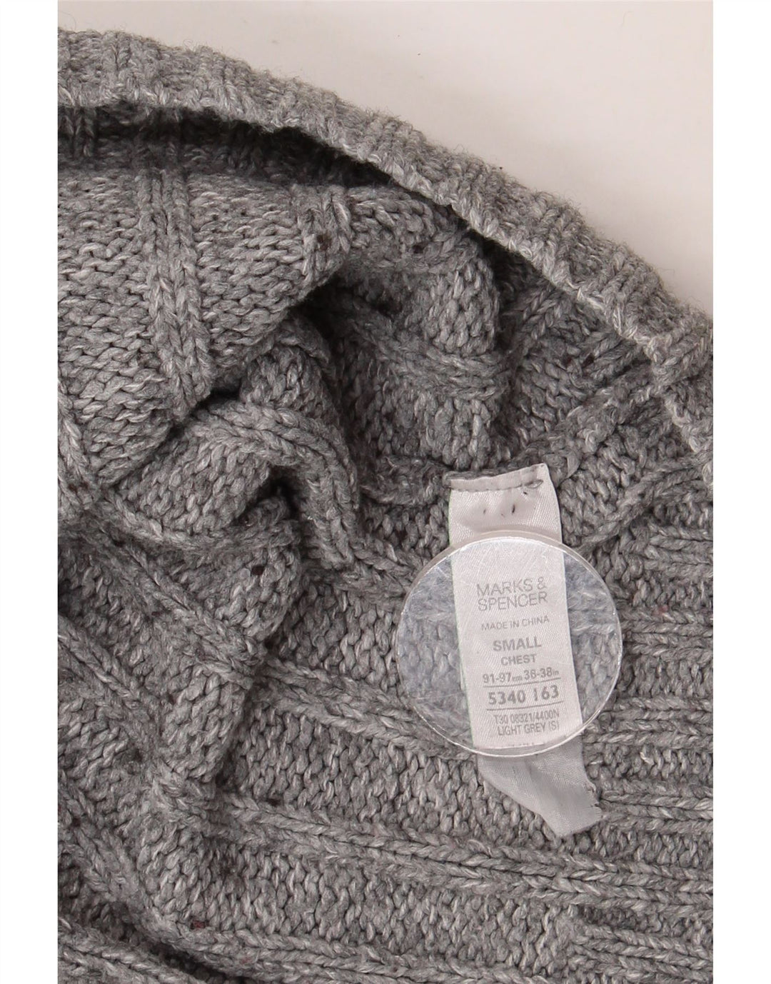 MARKS & SPENCER Męski sweter zapinany na zamek, mały, szary, akrylowy