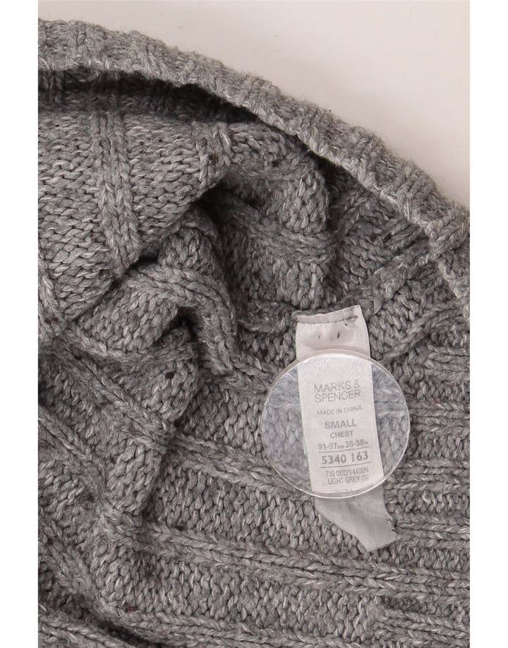 MARKS & SPENCER Męski sweter zapinany na zamek, mały, szary, akrylowy