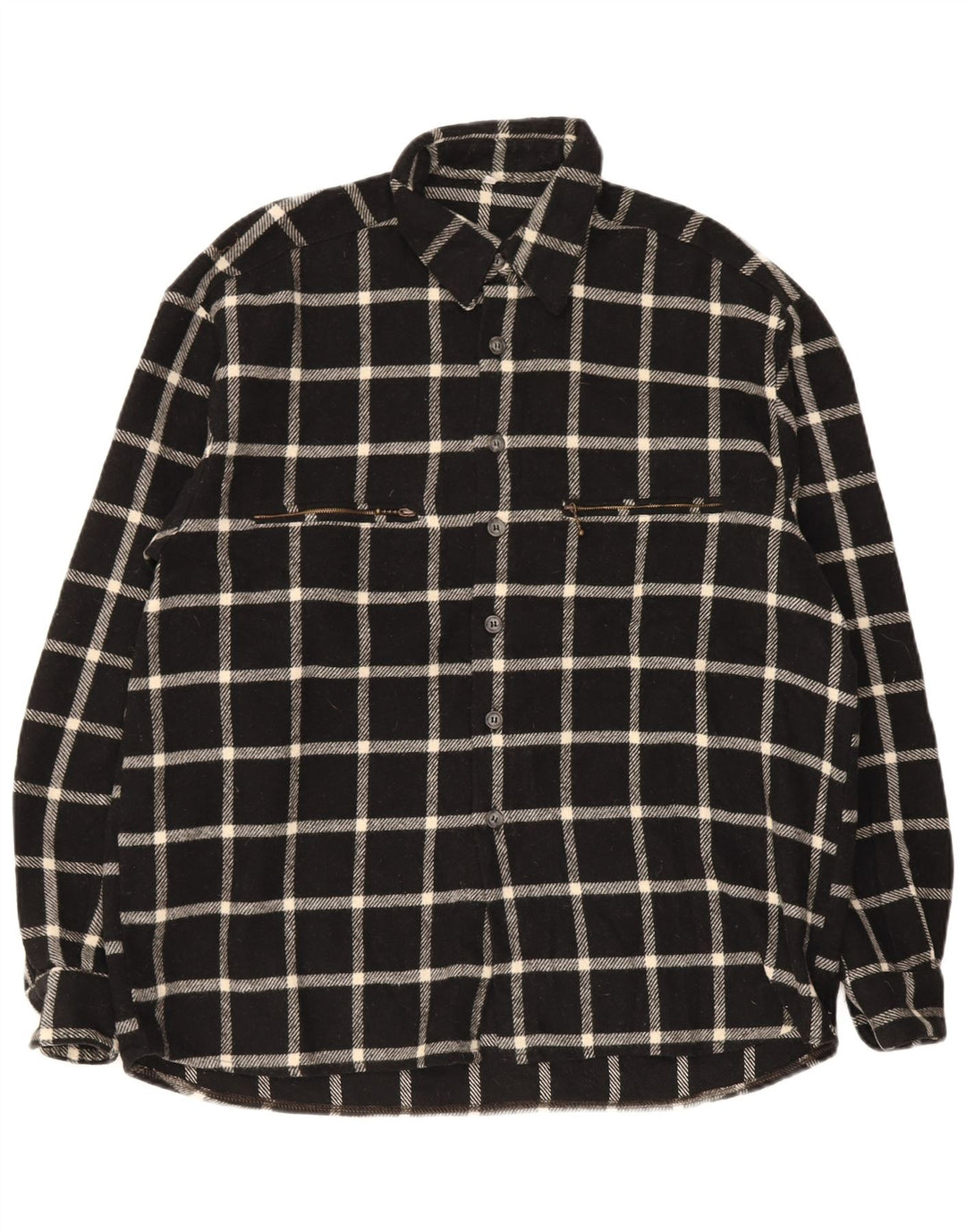 Vintage męska koszula flanelowa w dużą czarną kratkę