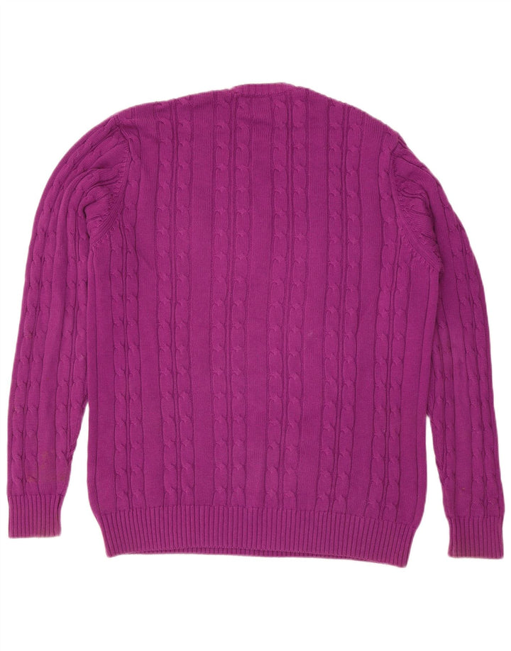 Marks & Spencer Męski sweter z okrągłym dekoltem, duży, fioletowy, bawełniany