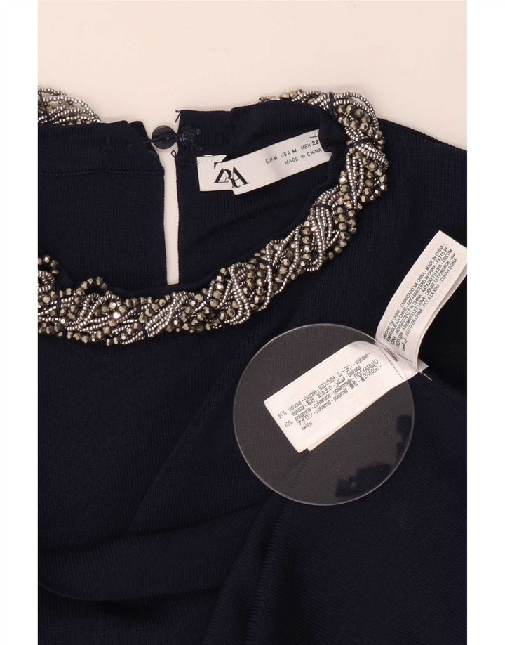 Damska bluzka Zara Crop Top UK 12 Średni granatowy wiskoza