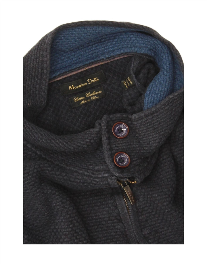 Męski sweter zapinany na guziki Massimo Dutti 2XL, granatowy, bawełniany