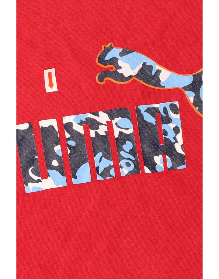 Męski T-shirt z grafiką Puma, duży, czerwony, bawełniany
