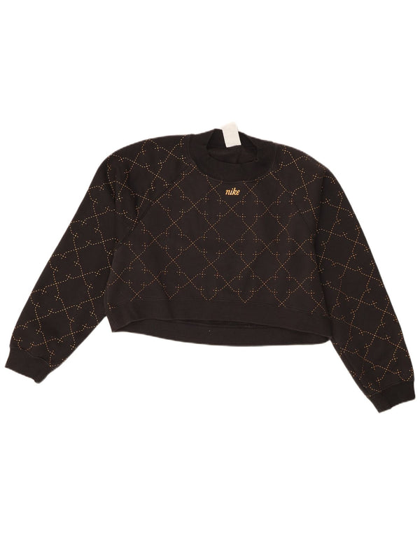 Damski sweter Nike Therma-Fit Crop UK 6 XS w kolorze czarnym, geometrycznym