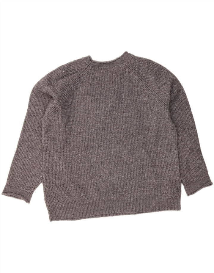 BENETTON Womens Crew Neck Jumper Sweater UK 16 Large Grey Wool Vintage Benetton and Second-Hand Benetton from Messina Hembry 