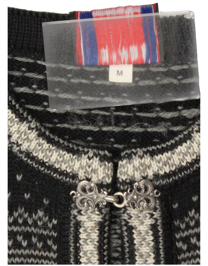 Sweter męski Norwool Średni czarny Fair Isle New Wool