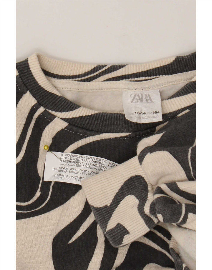 Bluza Zara Dziewczęca z abstrakcyjnym wzorem, 13-14 lat, czarna bawełna