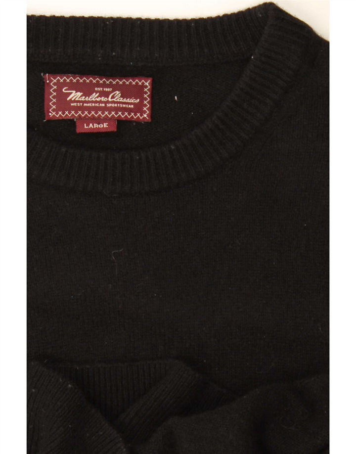 Marlboro Classics Damski sweter z okrągłym dekoltem, duży, czarny