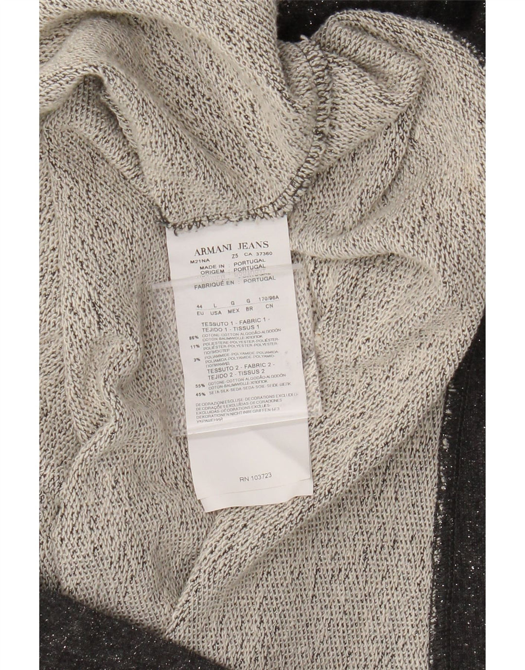 Damska bluza dresowa Armani Jeans EU 44 XL, szara bawełna