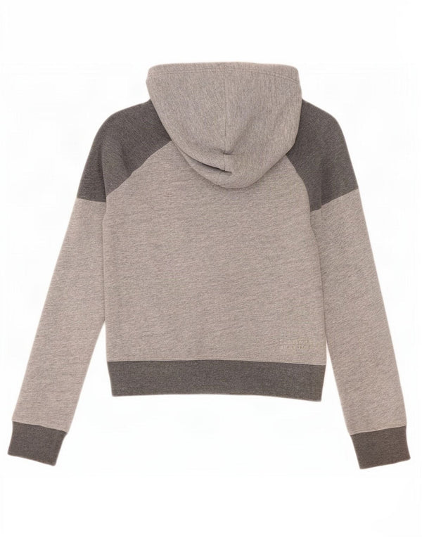 Damski sweter z kapturem i zamkiem Abercrombie & Fitch UK 10, mały, szary, z blokami kolorów