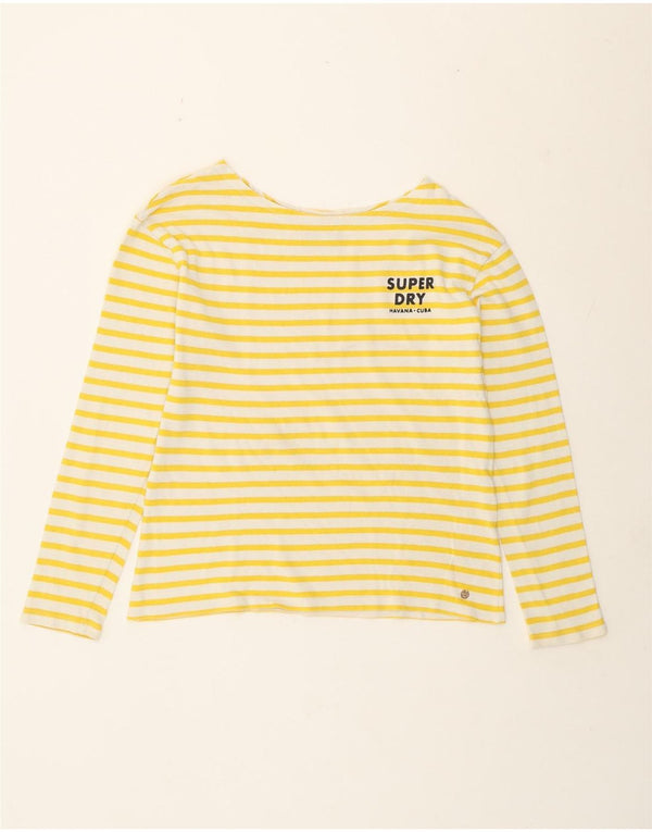 Damski top Superdry z długim rękawem, UK 14, duże, żółte, bawełniane paski
