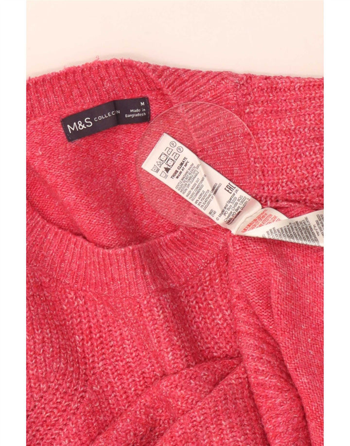 Marks & Spencer Damski sweter z okrągłym dekoltem, UK 14, średni, różowy, nakrapiany